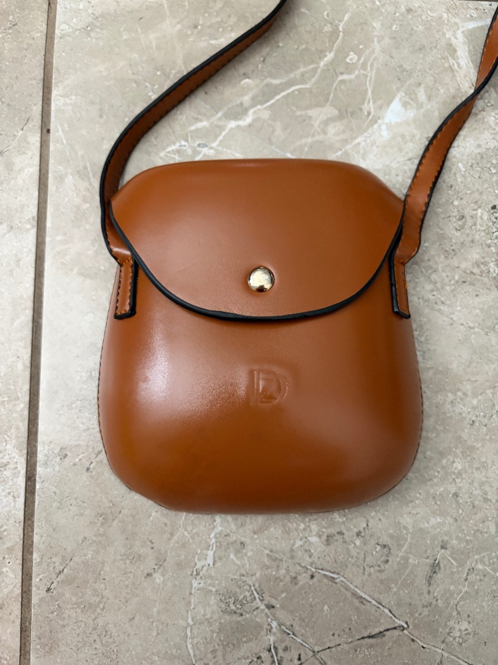 Tan Leather Mini Crossbody Bag
